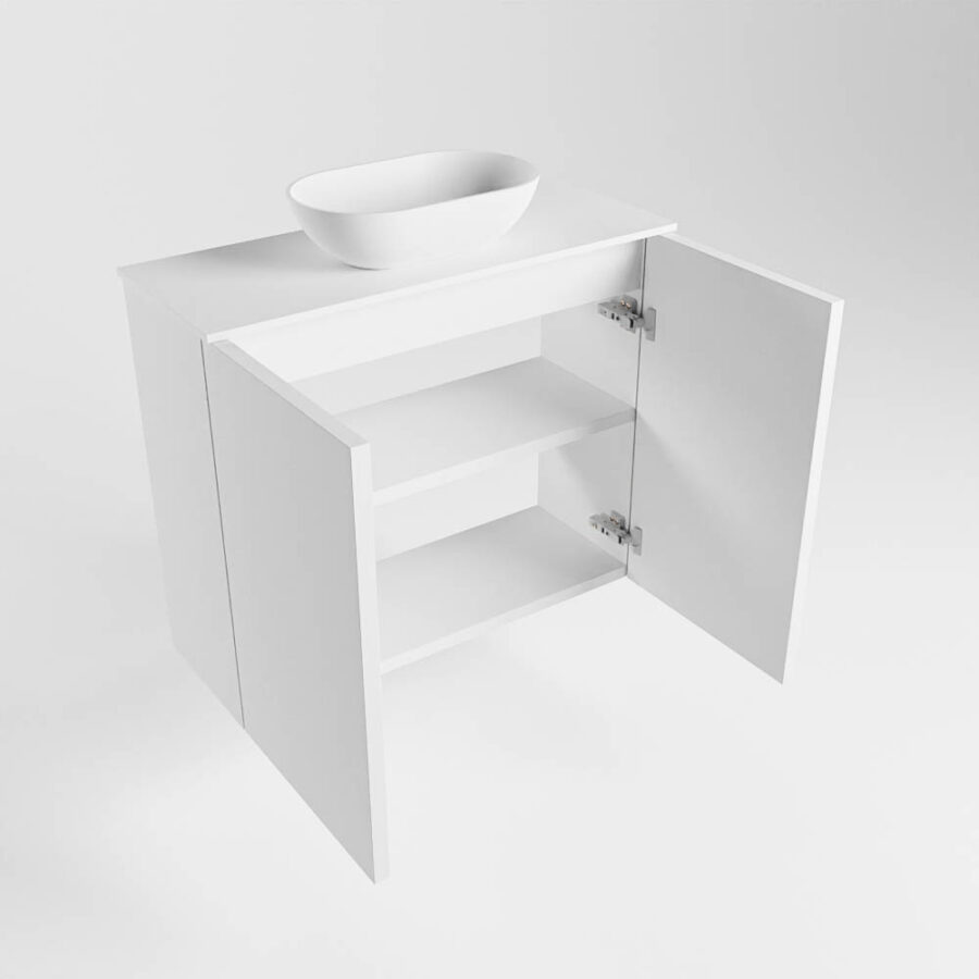 MONDIAZ FOWY toiletmeubel 60cm kleur talc. Waskom positie midden kleur talc | talc. Zonder kraangat - Afbeelding 6