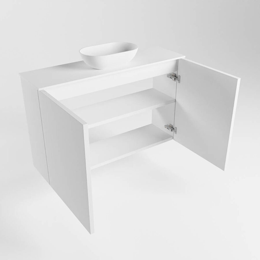 MONDIAZ FOWY toiletmeubel 80cm kleur talc. Waskom positie midden kleur talc | talc. Met 1 kraangat - Afbeelding 6