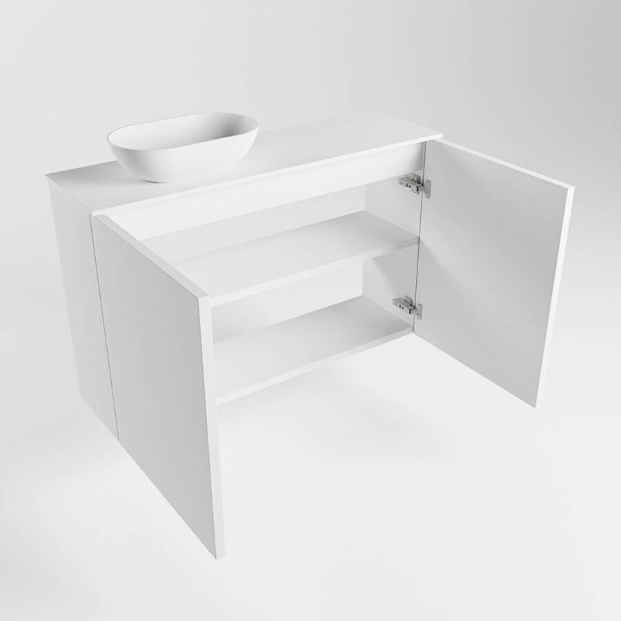 MONDIAZ FOWY toiletmeubel 80cm kleur talc. Waskom positie links kleur talc | talc. Zonder kraangat - Afbeelding 6