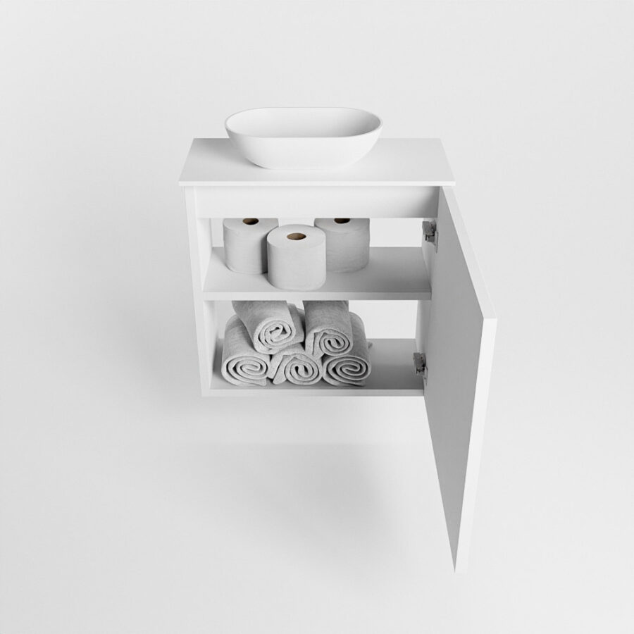 MONDIAZ FOWY toiletmeubel 50cm kleur talc. Waskom positie links kleur talc | talc. Met 1 kraangat - Afbeelding 8