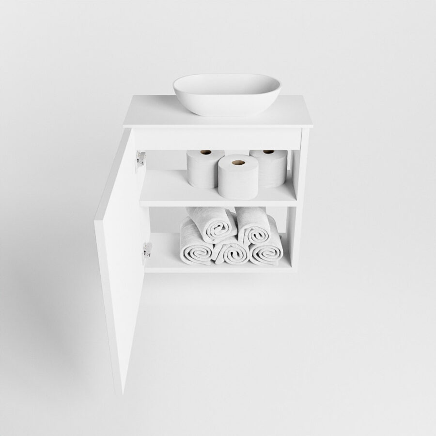 MONDIAZ FOWY toiletmeubel 50cm kleur talc. Waskom positie rechts kleur talc | talc. Met 1 kraangat - Afbeelding 8