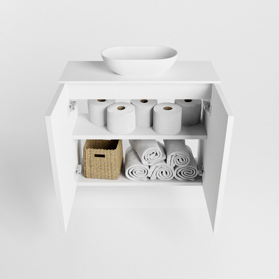 MONDIAZ FOWY toiletmeubel 60cm kleur talc. Waskom positie midden kleur talc | talc. Met 1 kraangat - Afbeelding 8