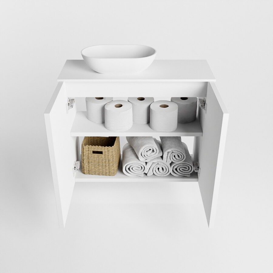 MONDIAZ FOWY toiletmeubel 60cm kleur talc. Waskom positie links kleur talc | talc. Met 1 kraangat - Afbeelding 8