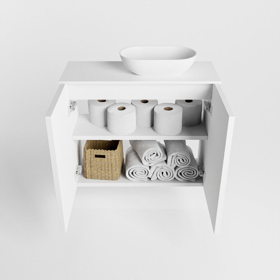 MONDIAZ FOWY toiletmeubel 60cm kleur talc. Waskom positie rechts kleur talc | talc. Zonder kraangat - Afbeelding 8