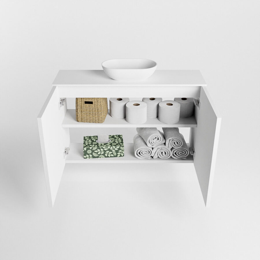 MONDIAZ FOWY toiletmeubel 80cm kleur talc. Waskom positie midden kleur talc | talc. Met 1 kraangat - Afbeelding 8