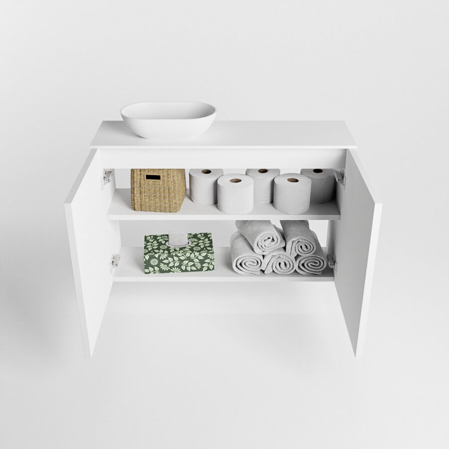 MONDIAZ FOWY toiletmeubel 80cm kleur talc. Waskom positie links kleur talc | talc. Met 1 kraangat - Afbeelding 8
