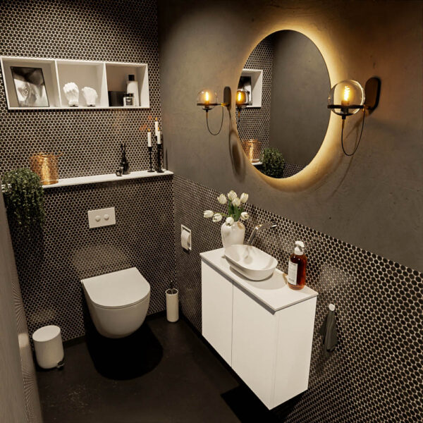 MONDIAZ FOWY toiletmeubel 60cm kleur talc. Waskom positie midden kleur talc | talc. Zonder kraangat