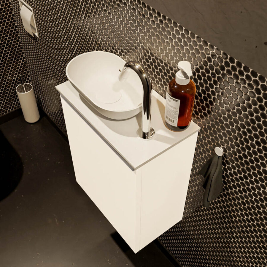 MONDIAZ FOWY toiletmeubel 40cm kleur talc. Waskom positie links kleur talc | talc. Met 1 kraangat - Afbeelding 3