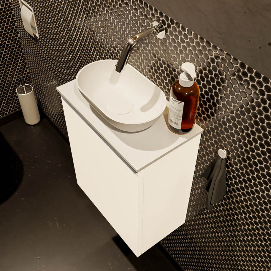 MONDIAZ FOWY toiletmeubel 40cm kleur talc. Waskom positie midden kleur talc | talc. Zonder kraangat - Afbeelding 3