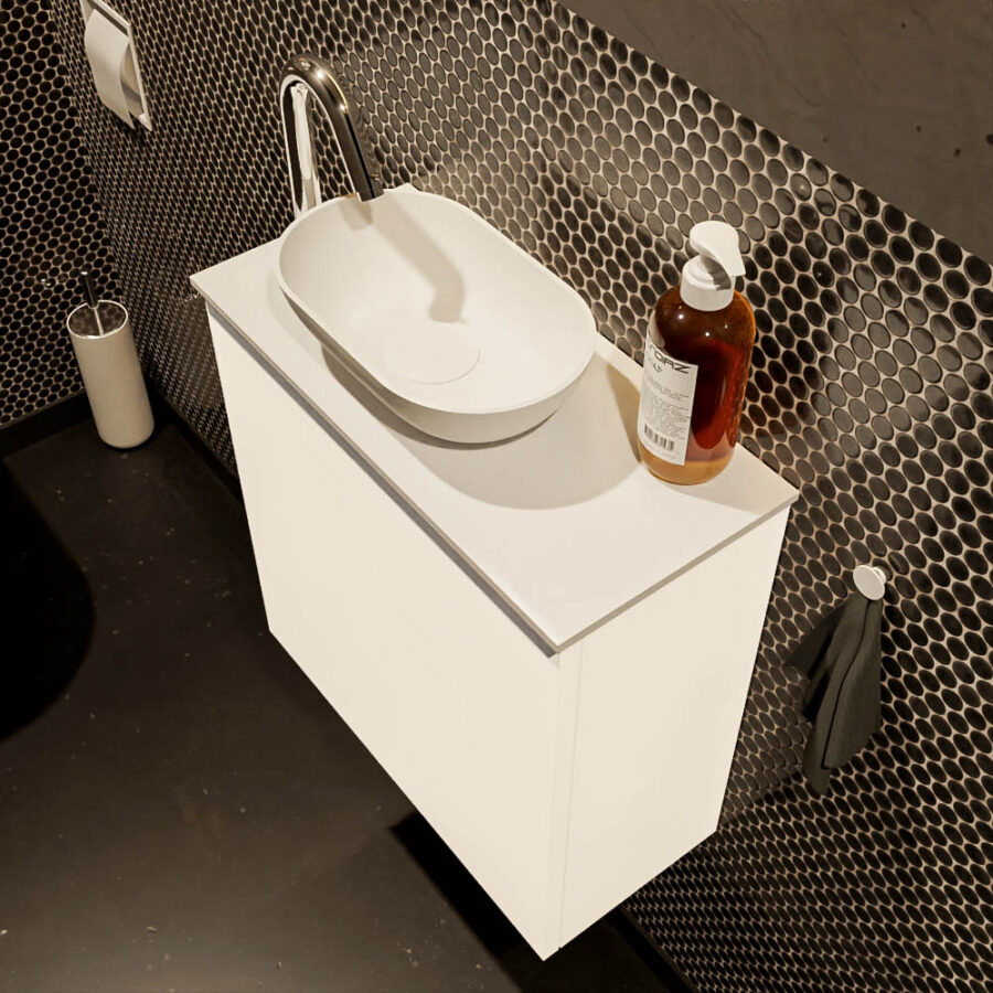 MONDIAZ FOWY toiletmeubel 50cm kleur talc. Waskom positie links kleur talc | talc. Met 1 kraangat - Afbeelding 3