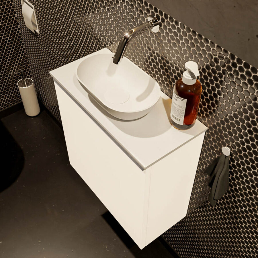 MONDIAZ FOWY toiletmeubel 50cm kleur talc. Waskom positie midden kleur talc | talc. Zonder kraangat - Afbeelding 3