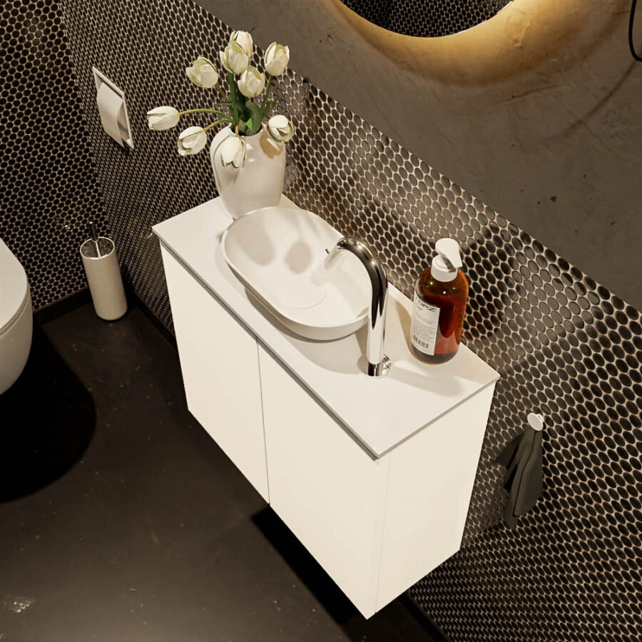 MONDIAZ FOWY toiletmeubel 60cm kleur talc. Waskom positie midden kleur talc | talc. Met 1 kraangat - Afbeelding 3