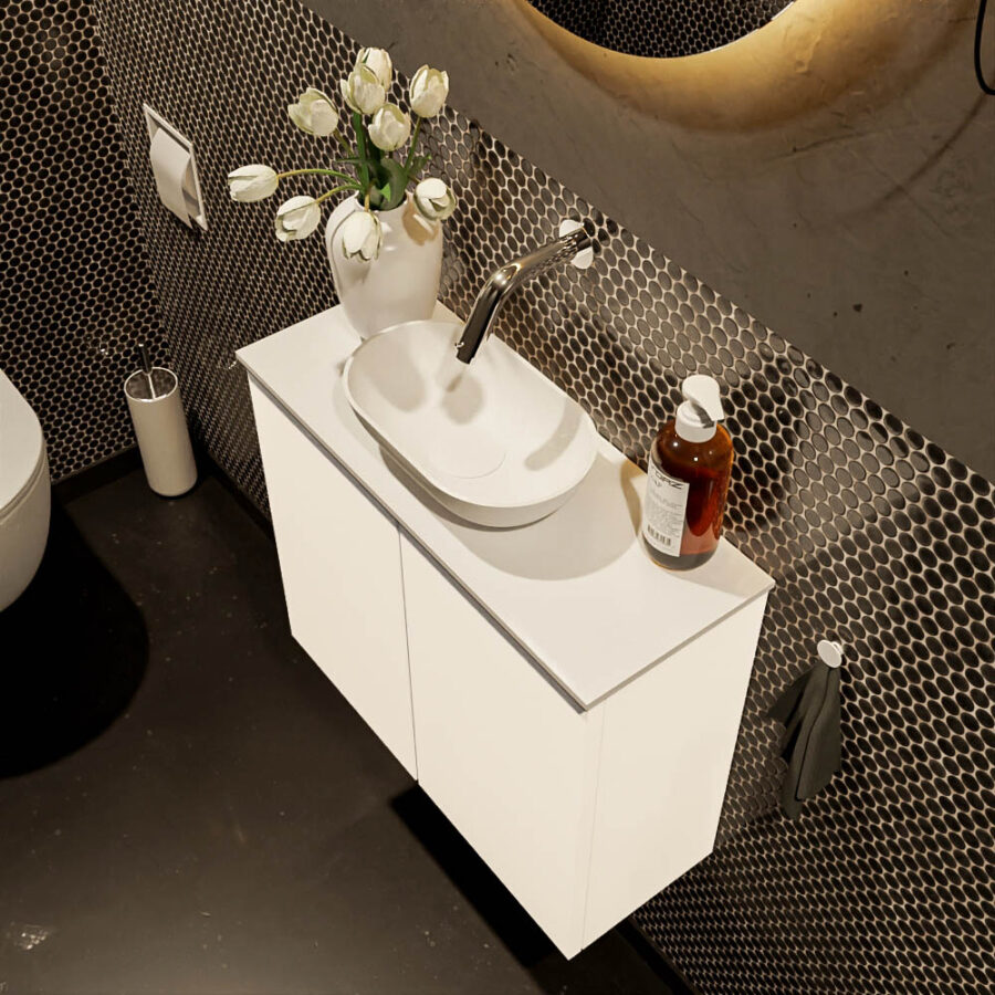 MONDIAZ FOWY toiletmeubel 60cm kleur talc. Waskom positie midden kleur talc | talc. Zonder kraangat - Afbeelding 3