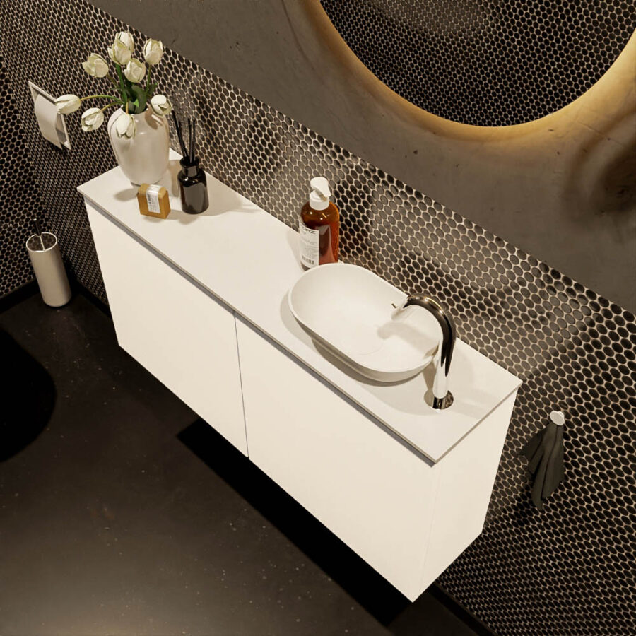 MONDIAZ FOWY toiletmeubel 100cm kleur talc. Waskom positie rechts kleur talc | talc. Met 1 kraangat - Afbeelding 3