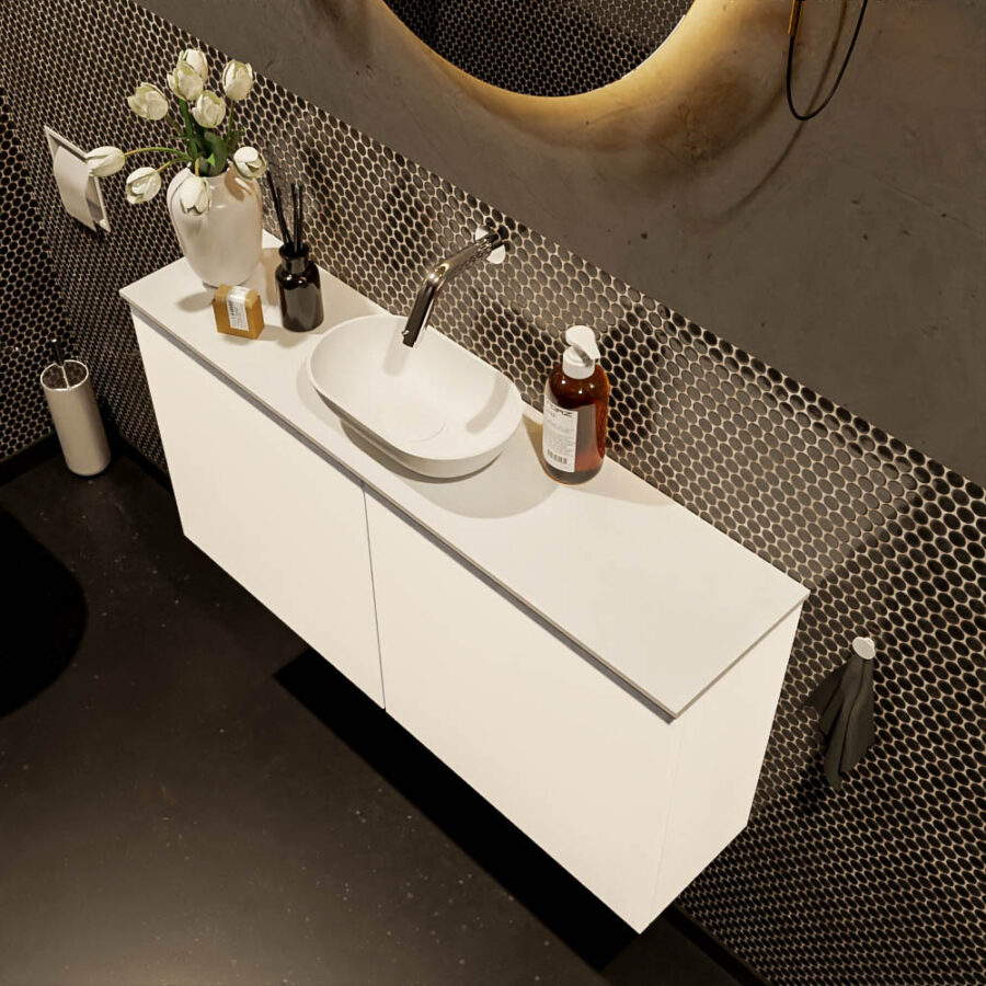 MONDIAZ FOWY toiletmeubel 100cm kleur talc. Waskom positie midden kleur talc | talc. Zonder kraangat - Afbeelding 3