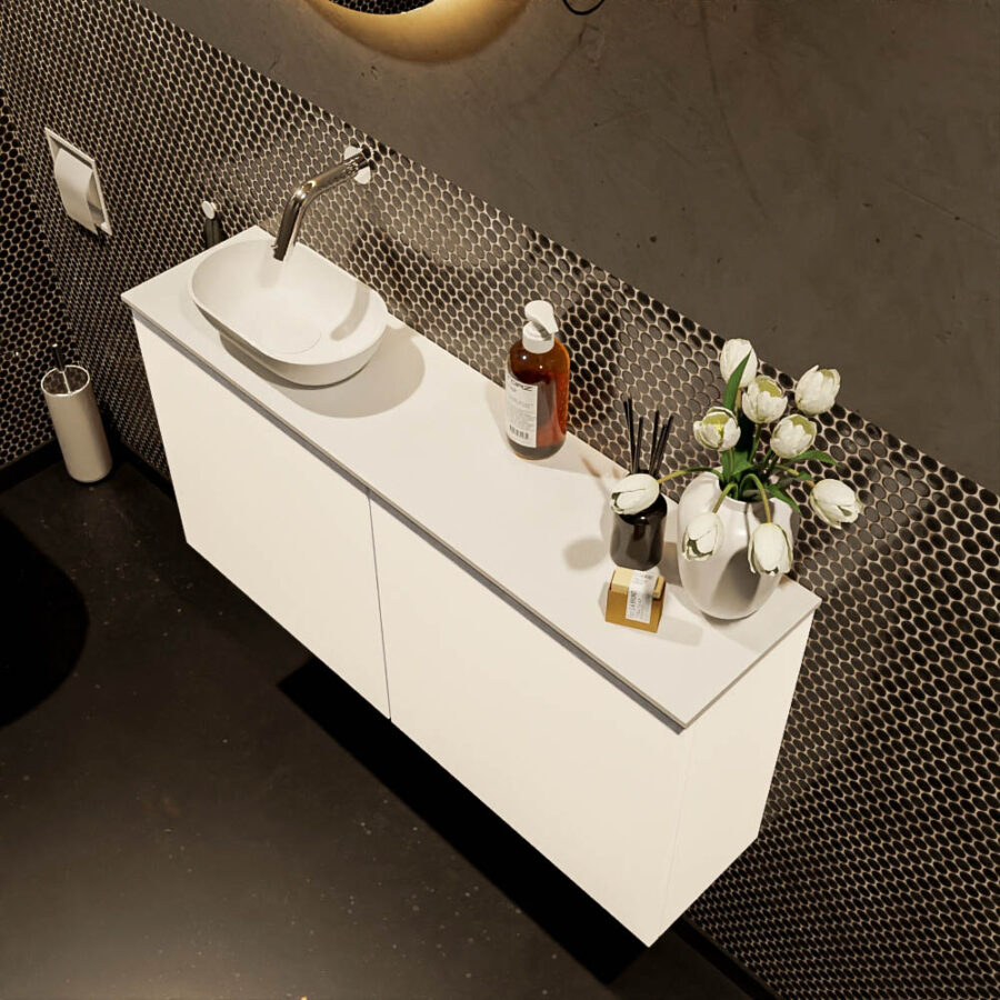 MONDIAZ FOWY toiletmeubel 100cm kleur talc. Waskom positie links kleur talc | talc. Zonder kraangat - Afbeelding 3