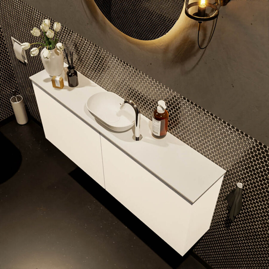 MONDIAZ FOWY toiletmeubel 120cm kleur talc. Waskom positie midden kleur talc | talc. Met 1 kraangat - Afbeelding 3