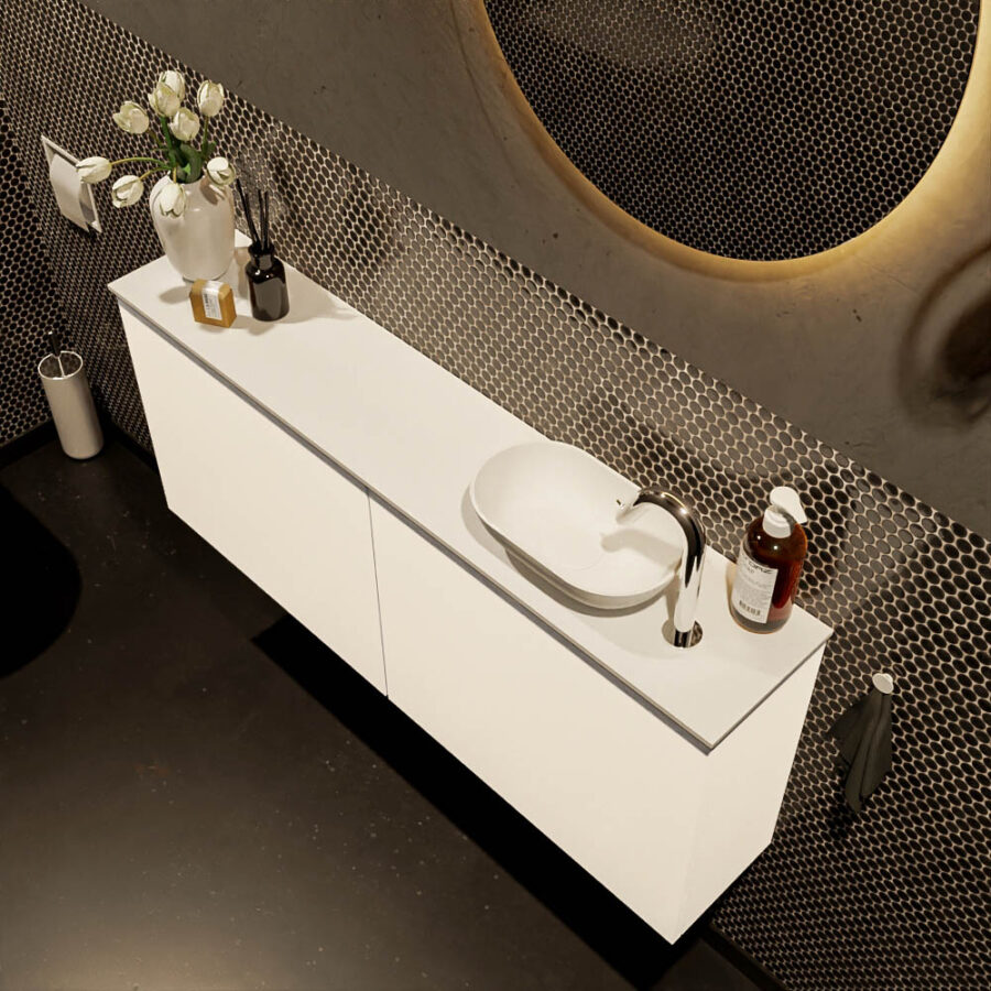 MONDIAZ FOWY toiletmeubel 120cm kleur talc. Waskom positie rechts kleur talc | talc. Met 1 kraangat - Afbeelding 3