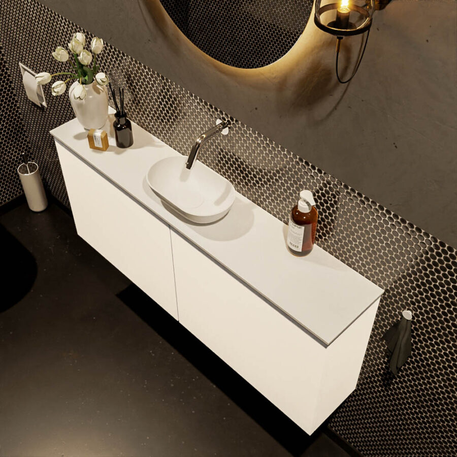 MONDIAZ FOWY toiletmeubel 120cm kleur talc. Waskom positie midden kleur talc | talc. Zonder kraangat - Afbeelding 3