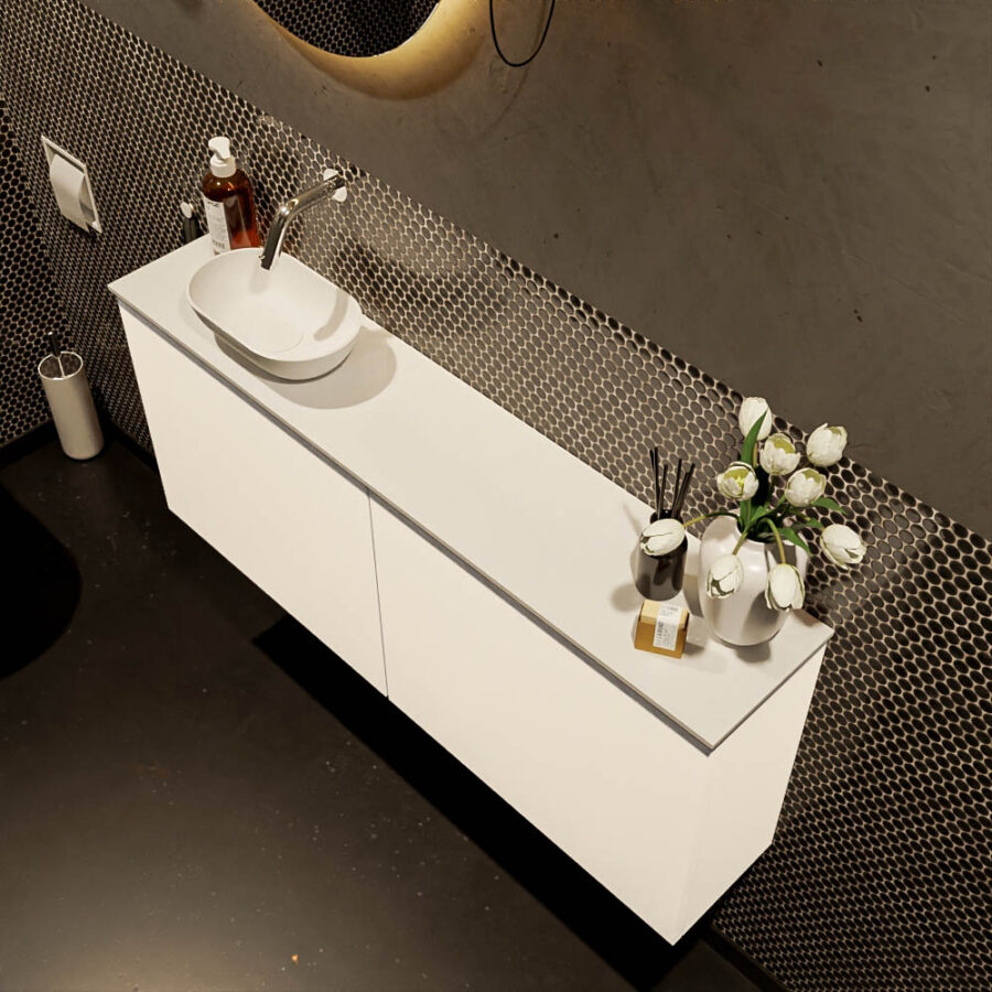 MONDIAZ FOWY toiletmeubel 120cm kleur talc. Waskom positie links kleur talc | talc. Zonder kraangat - Afbeelding 3