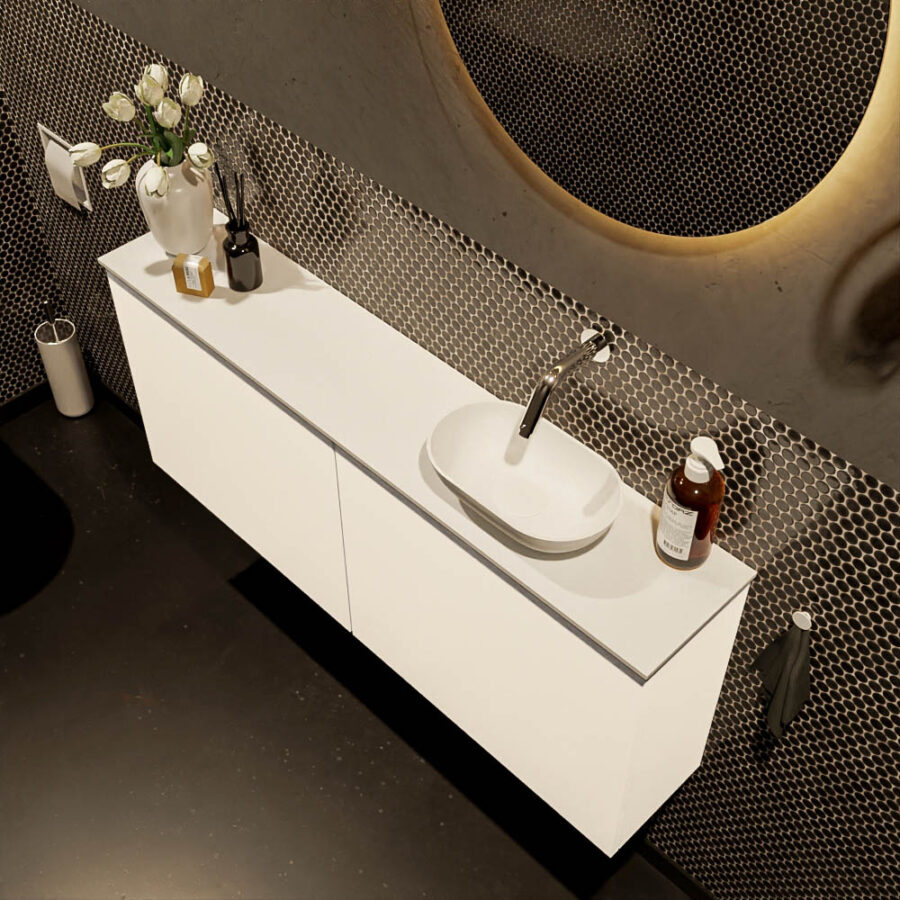 MONDIAZ FOWY toiletmeubel 120cm kleur talc. Waskom positie rechts kleur talc | talc. Zonder kraangat - Afbeelding 3