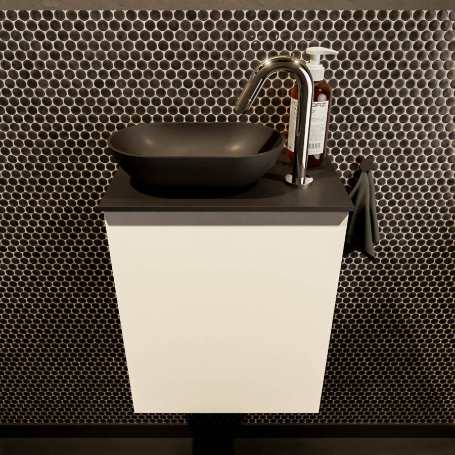 MONDIAZ FOWY toiletmeubel 40cm kleur talc. Waskom positie links kleur urban | urban. Met 1 kraangat - Afbeelding 2