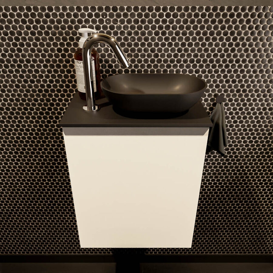 MONDIAZ FOWY toiletmeubel 40cm kleur talc. Waskom positie rechts kleur urban | urban. Met 1 kraangat - Afbeelding 2
