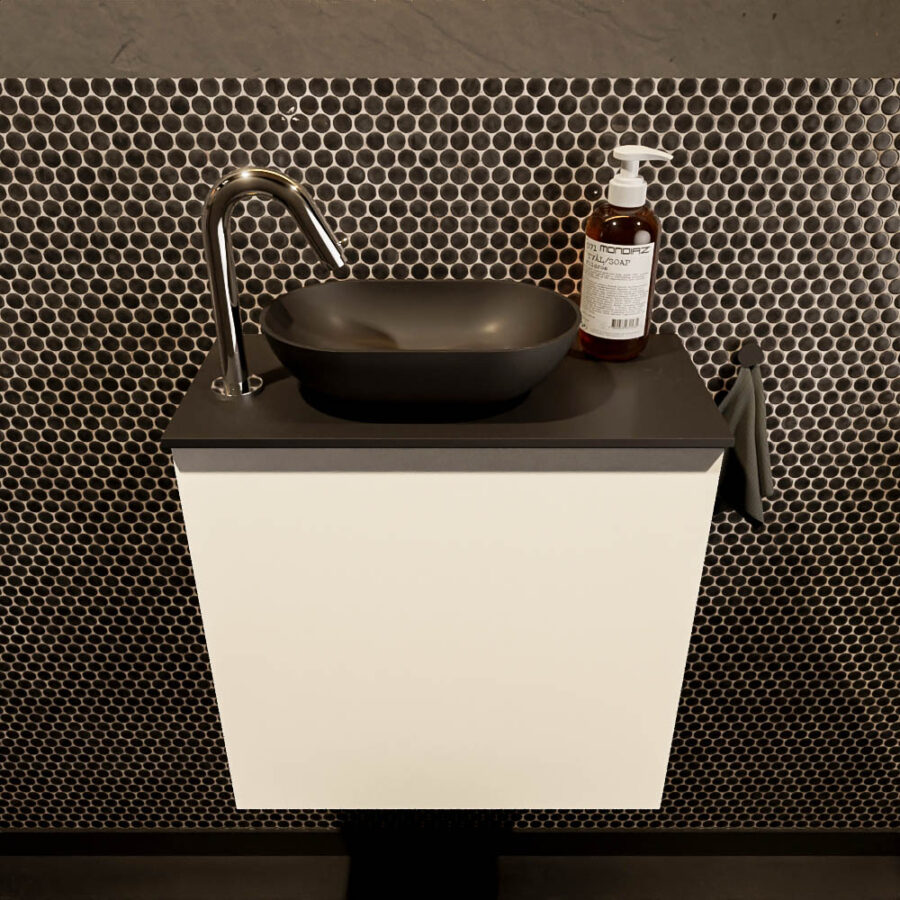 MONDIAZ FOWY toiletmeubel 50cm kleur talc. Waskom positie links kleur urban | urban. Met 1 kraangat - Afbeelding 2