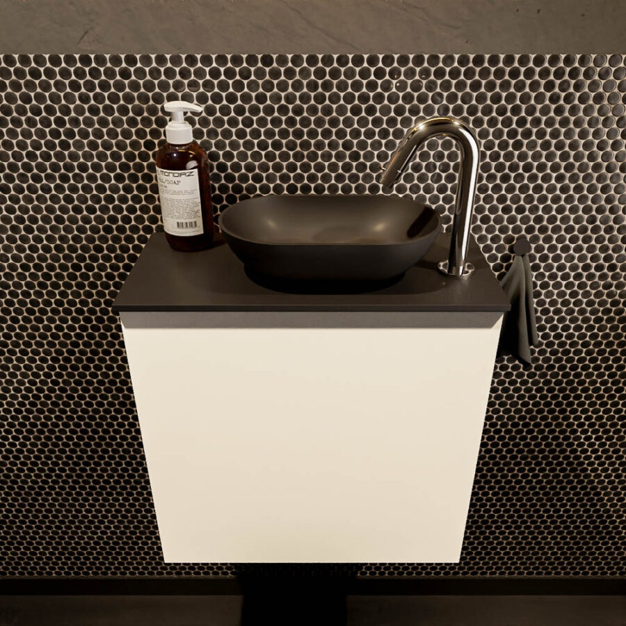 MONDIAZ FOWY toiletmeubel 50cm kleur talc. Waskom positie rechts kleur urban | urban. Met 1 kraangat - Afbeelding 2
