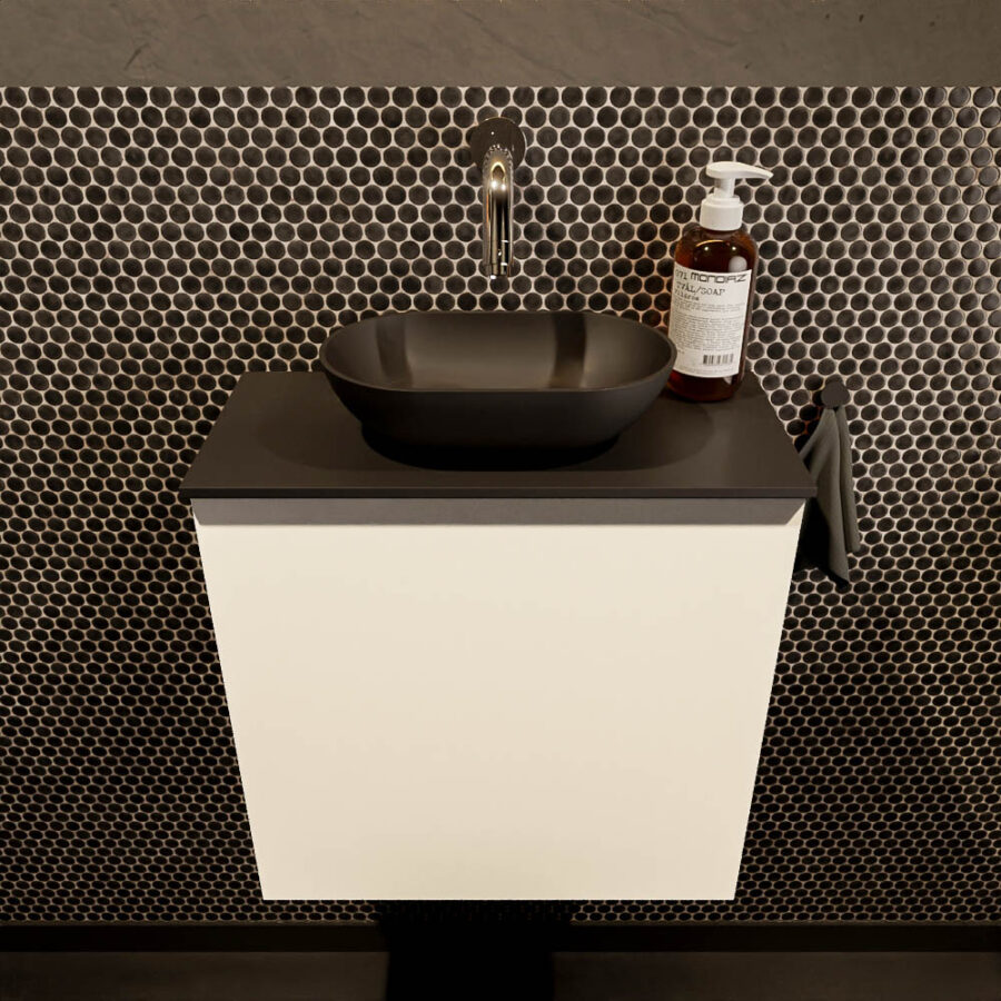 MONDIAZ FOWY toiletmeubel 50cm kleur talc. Waskom positie midden kleur urban | urban. Zonder kraangat - Afbeelding 2