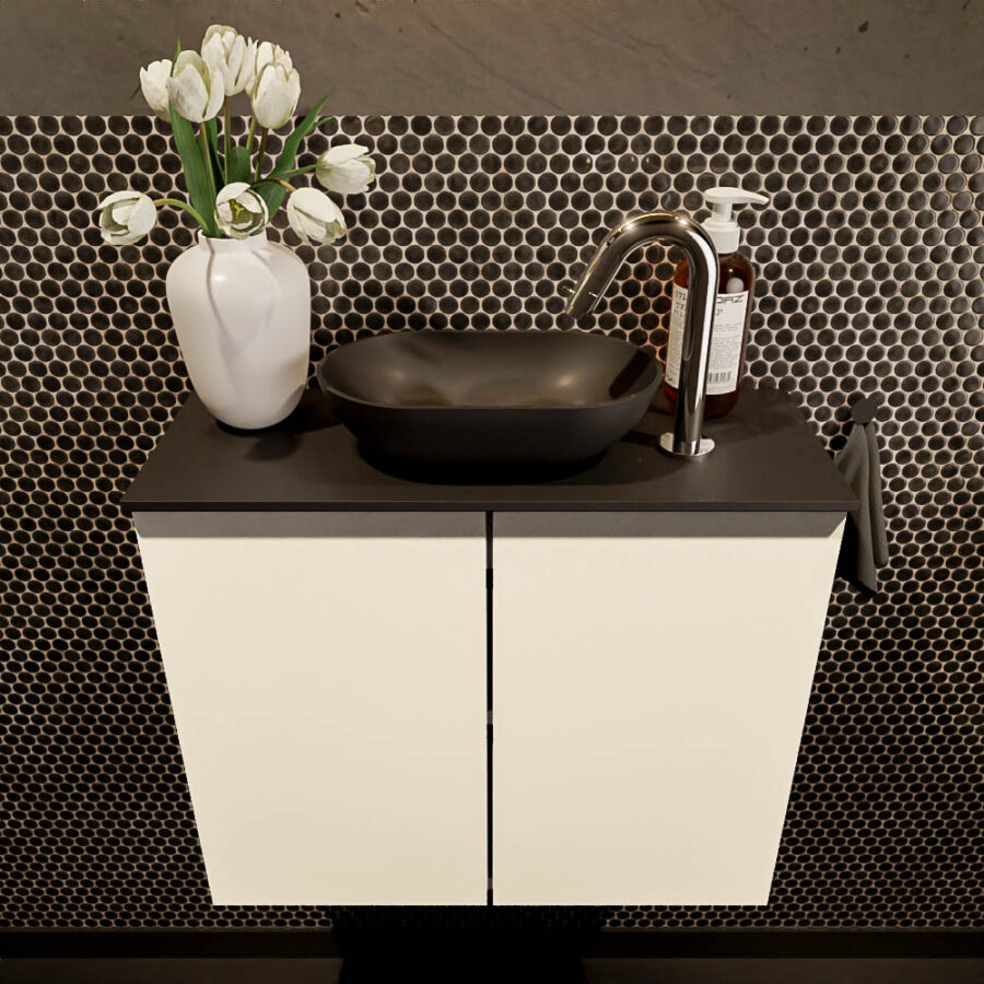 MONDIAZ FOWY toiletmeubel 60cm kleur talc. Waskom positie midden kleur urban | urban. Met 1 kraangat - Afbeelding 2