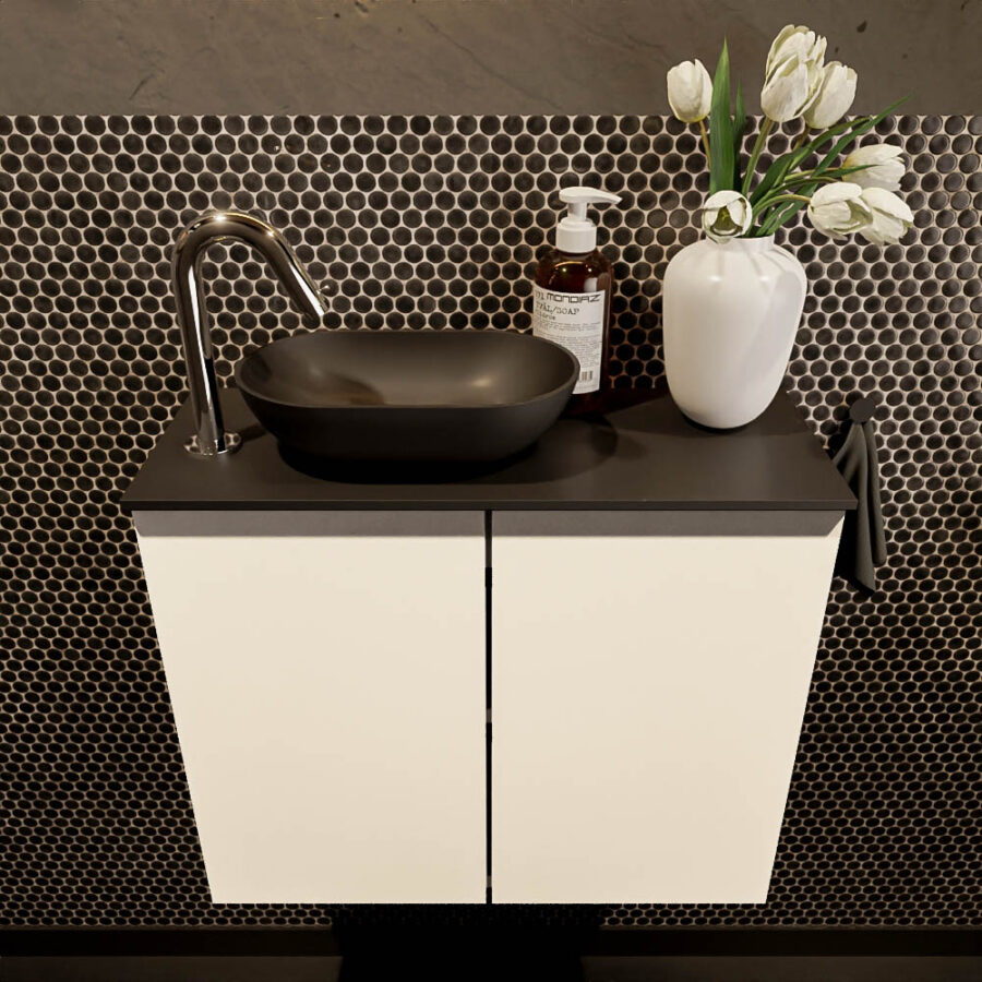 MONDIAZ FOWY toiletmeubel 60cm kleur talc. Waskom positie links kleur urban | urban. Met 1 kraangat - Afbeelding 2