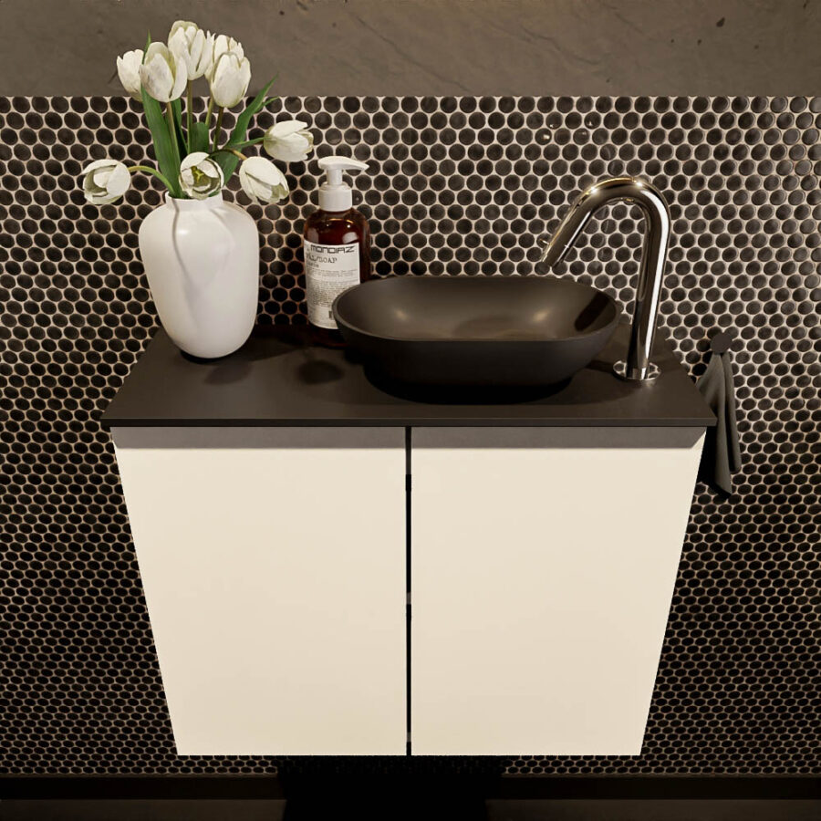 MONDIAZ FOWY toiletmeubel 60cm kleur talc. Waskom positie rechts kleur urban | urban. Met 1 kraangat - Afbeelding 2