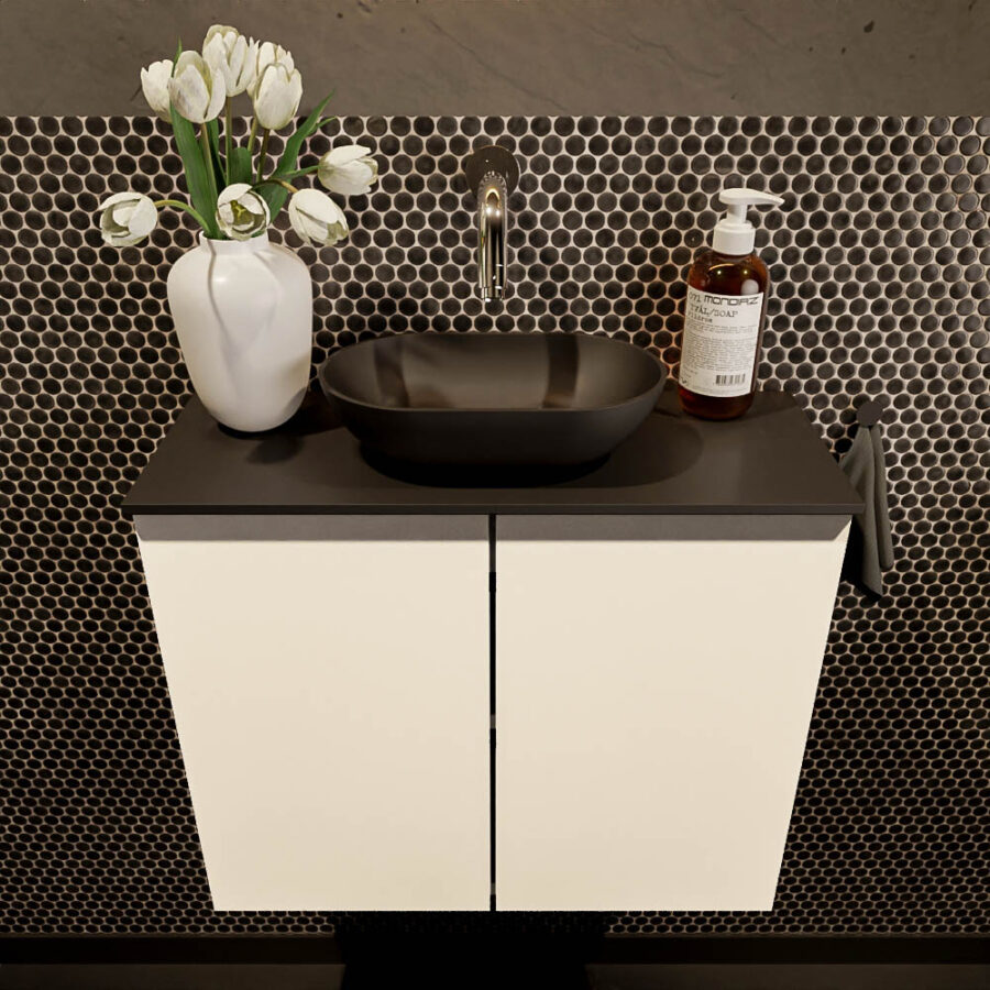 MONDIAZ FOWY toiletmeubel 60cm kleur talc. Waskom positie midden kleur urban | urban. Zonder kraangat - Afbeelding 2