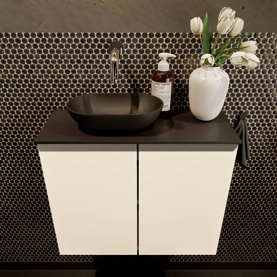 MONDIAZ FOWY toiletmeubel 60cm kleur talc. Waskom positie links kleur urban | urban. Zonder kraangat - Afbeelding 2