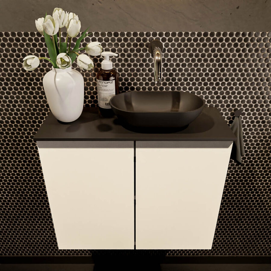 MONDIAZ FOWY toiletmeubel 60cm kleur talc. Waskom positie rechts kleur urban | urban. Zonder kraangat - Afbeelding 2