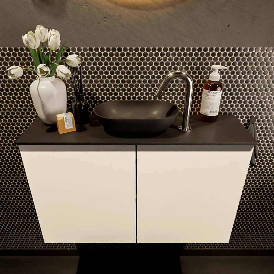 MONDIAZ FOWY toiletmeubel 80cm kleur talc. Waskom positie midden kleur urban | urban. Met 1 kraangat - Afbeelding 2
