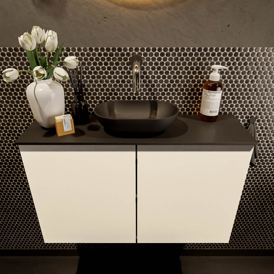MONDIAZ FOWY toiletmeubel 80cm kleur talc. Waskom positie midden kleur urban | urban. Zonder kraangat - Afbeelding 2