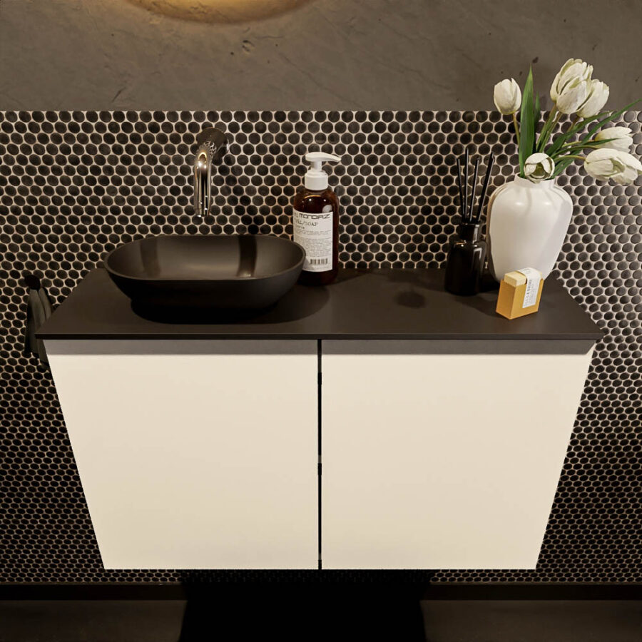 MONDIAZ FOWY toiletmeubel 80cm kleur talc. Waskom positie links kleur urban | urban. Zonder kraangat - Afbeelding 2