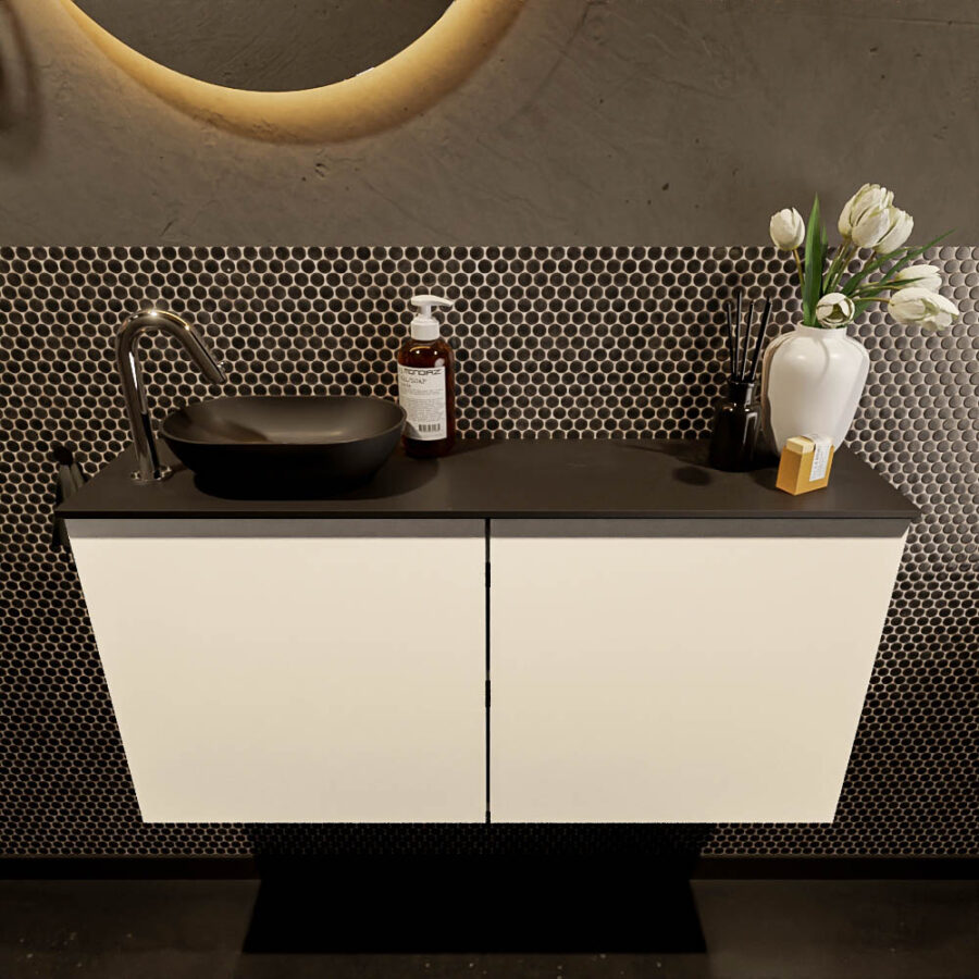 MONDIAZ FOWY toiletmeubel 100cm kleur talc. Waskom positie links kleur urban | urban. Met 1 kraangat - Afbeelding 2