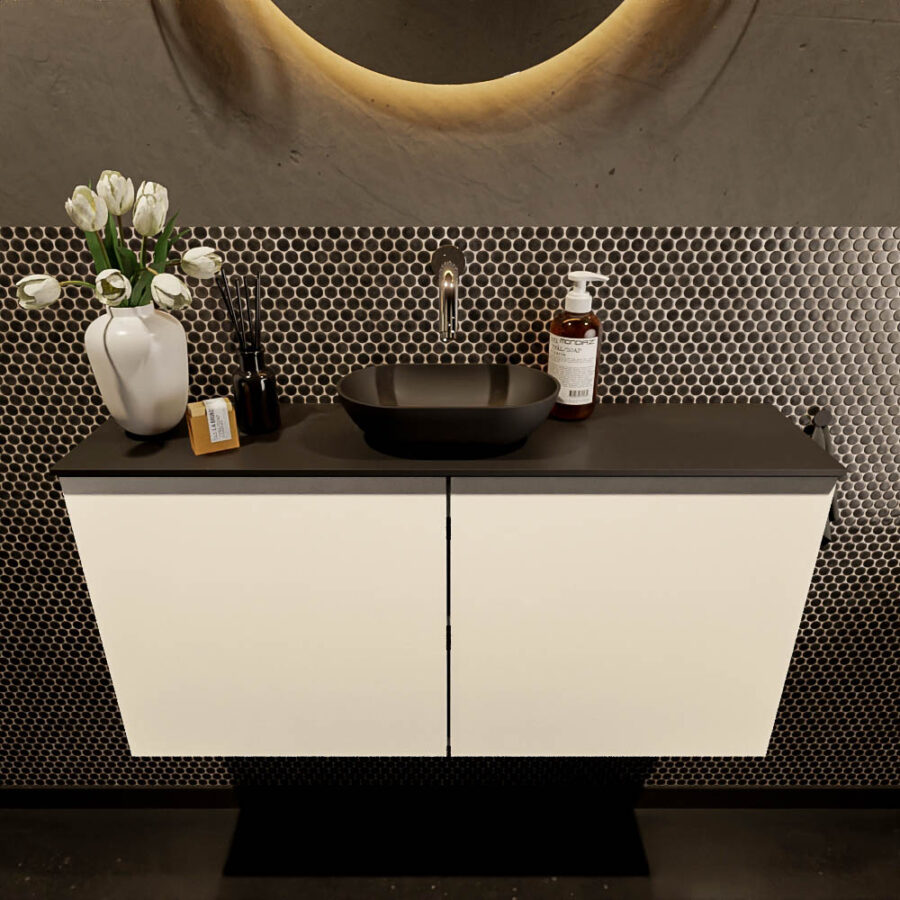 MONDIAZ FOWY toiletmeubel 100cm kleur talc. Waskom positie midden kleur urban | urban. Zonder kraangat - Afbeelding 2