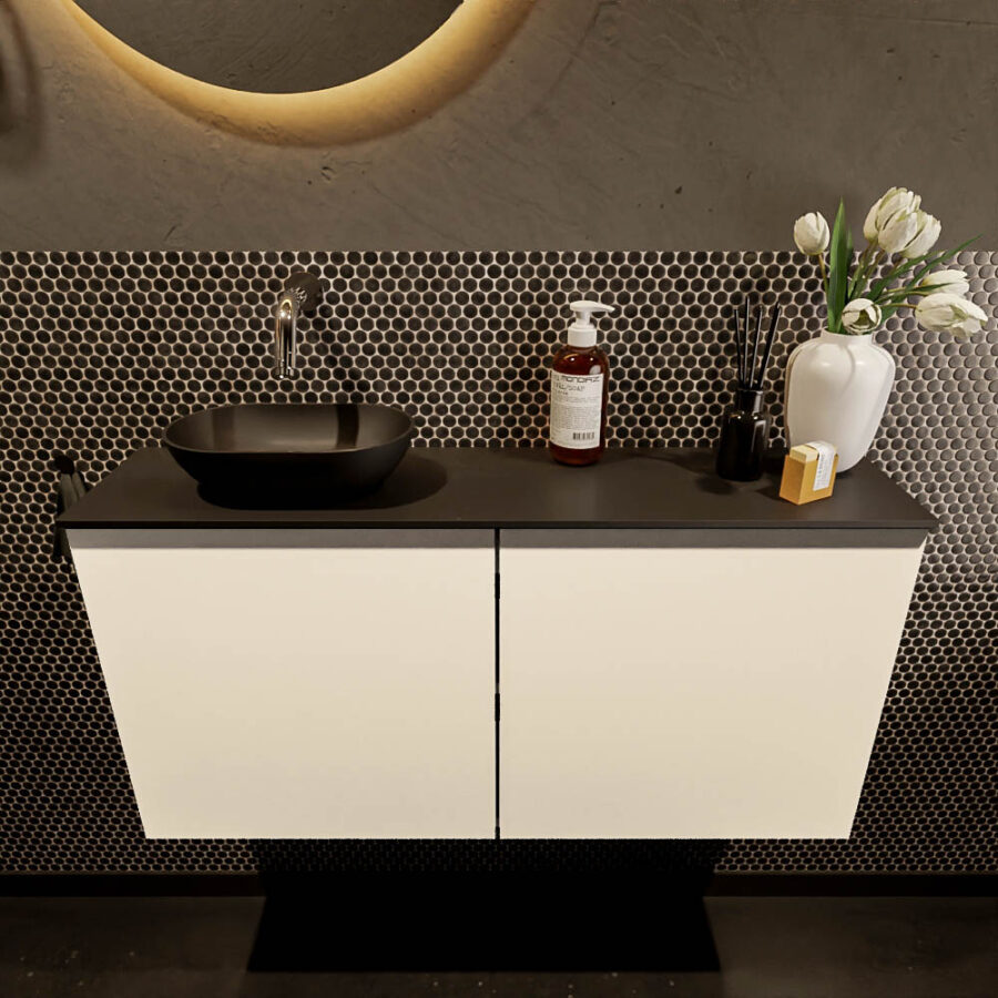MONDIAZ FOWY toiletmeubel 100cm kleur talc. Waskom positie links kleur urban | urban. Zonder kraangat - Afbeelding 2