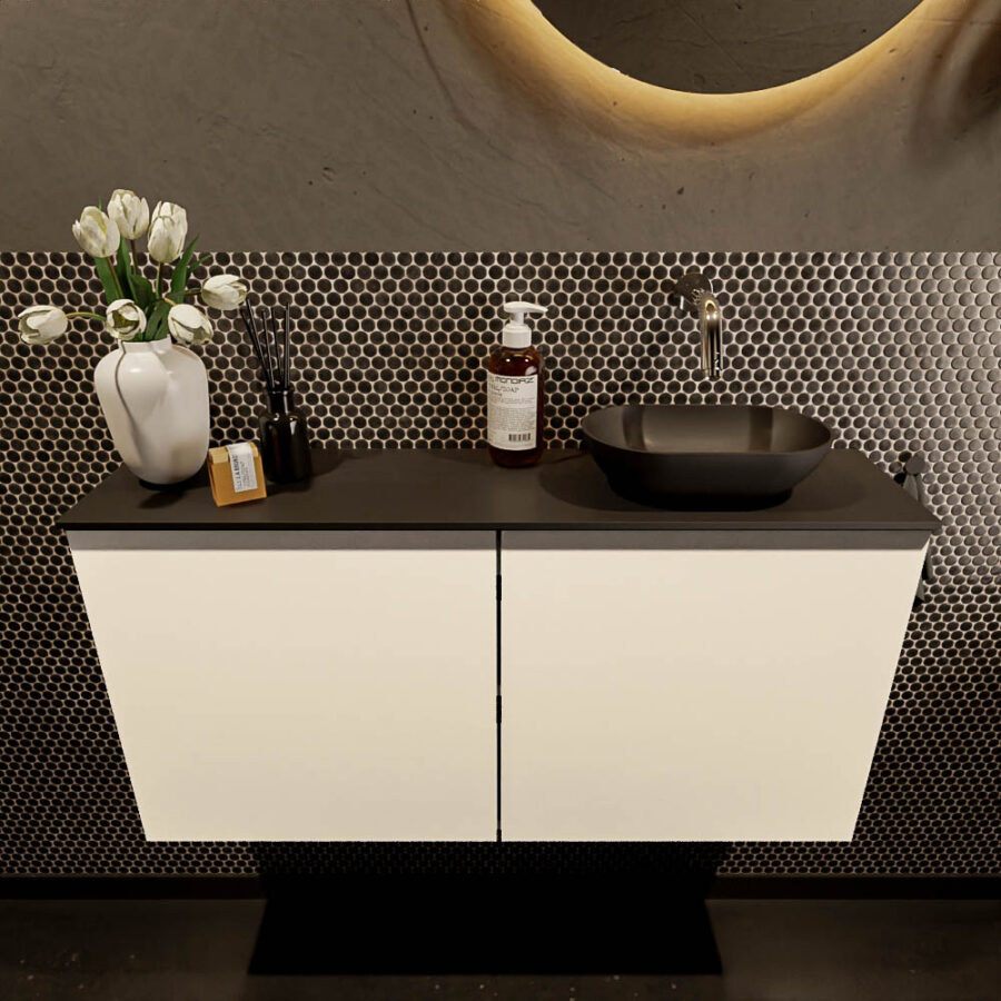 MONDIAZ FOWY toiletmeubel 100cm kleur talc. Waskom positie rechts kleur urban | urban. Zonder kraangat - Afbeelding 2