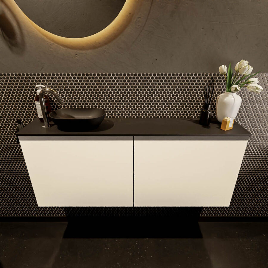 MONDIAZ FOWY toiletmeubel 120cm kleur talc. Waskom positie links kleur urban | urban. Met 1 kraangat - Afbeelding 2