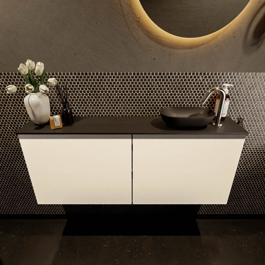 MONDIAZ FOWY toiletmeubel 120cm kleur talc. Waskom positie rechts kleur urban | urban. Met 1 kraangat - Afbeelding 2
