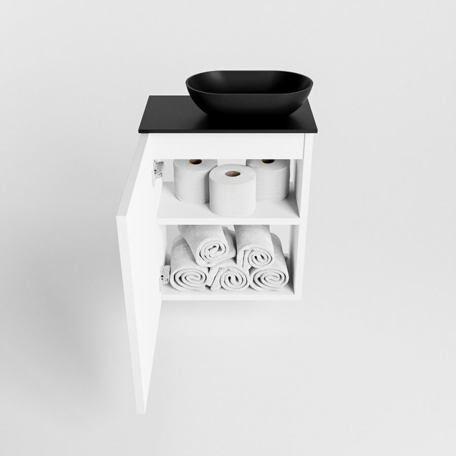 MONDIAZ FOWY toiletmeubel 40cm kleur talc. Waskom positie rechts kleur urban | urban. Met 1 kraangat - Afbeelding 8