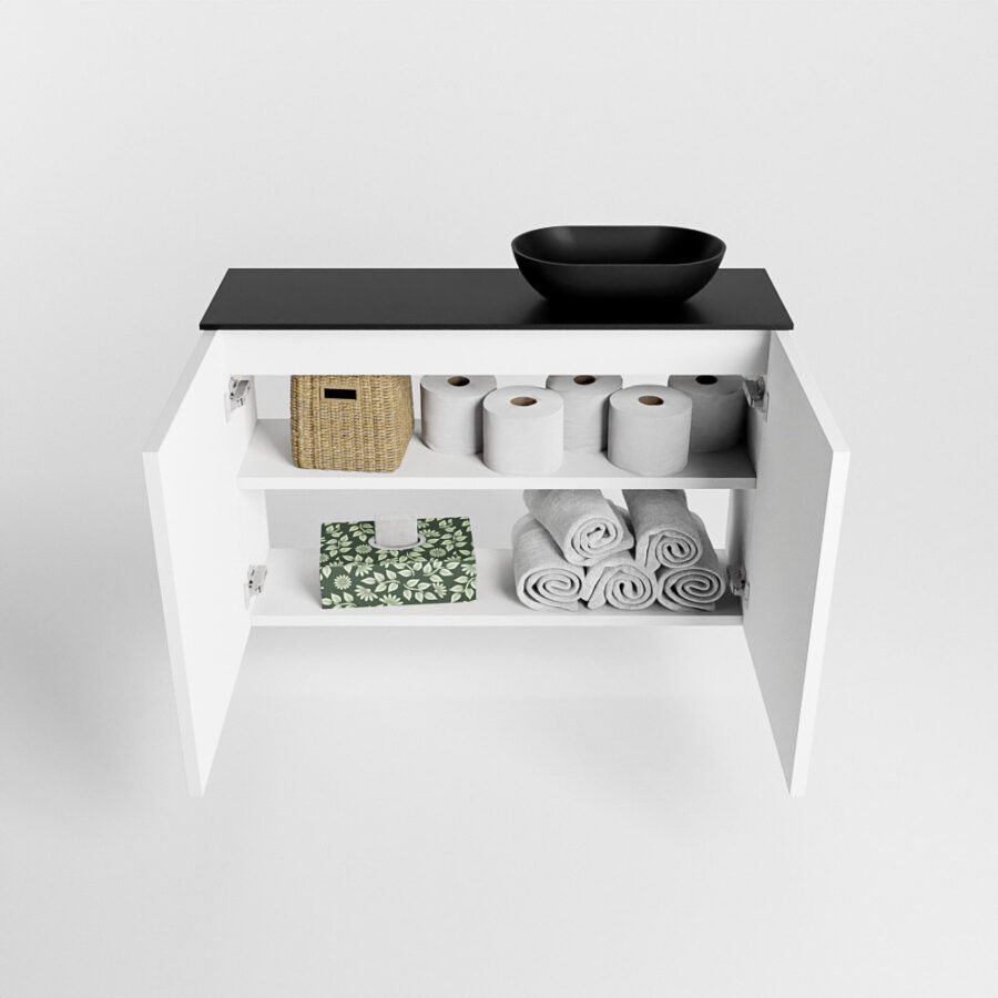 MONDIAZ FOWY toiletmeubel 80cm kleur talc. Waskom positie rechts kleur urban | urban. Met 1 kraangat - Afbeelding 8