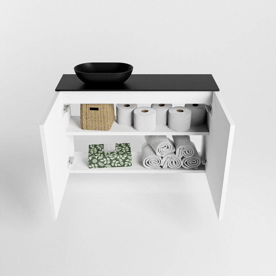 MONDIAZ FOWY toiletmeubel 80cm kleur talc. Waskom positie links kleur urban | urban. Zonder kraangat - Afbeelding 8