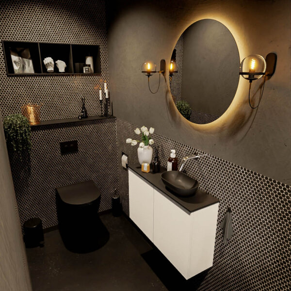 MONDIAZ FOWY toiletmeubel 80cm kleur talc. Waskom positie rechts kleur urban | urban. Zonder kraangat
