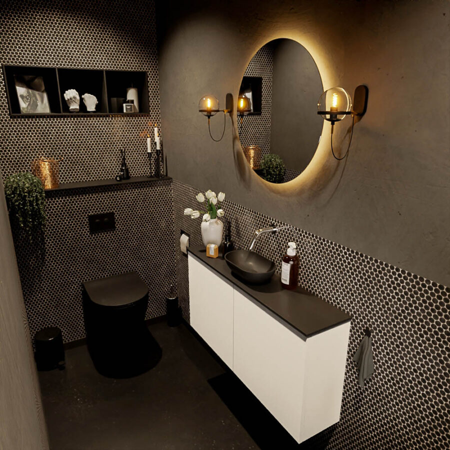 MONDIAZ FOWY toiletmeubel 100cm kleur talc. Waskom positie midden kleur urban | urban. Zonder kraangat